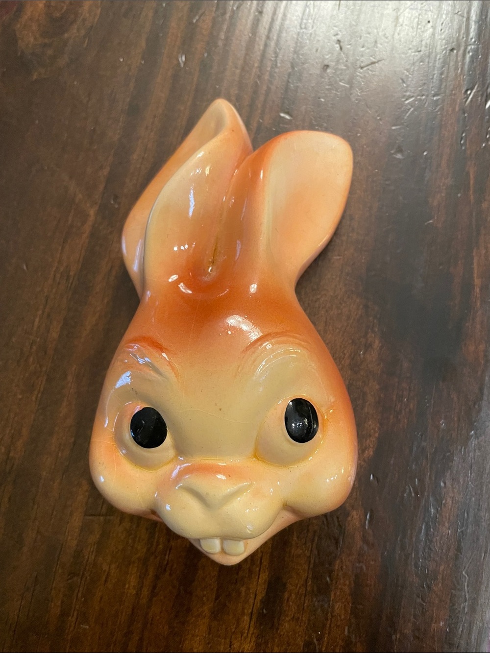 Whimsical Vintage Chalkware Bunny Head Wall Plaque